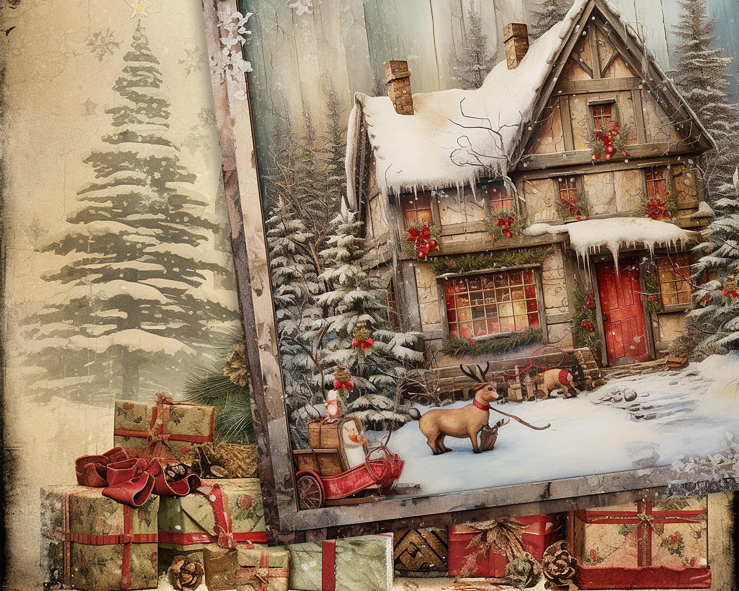 Vintage Christmas Junk Journal Pages: Printable Ephemera (digital ...