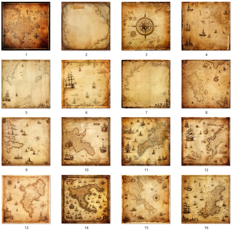 Papiers numériques de cartes au trésor antiques image 2