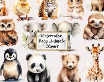 Watercolor Baby Animal Clipart