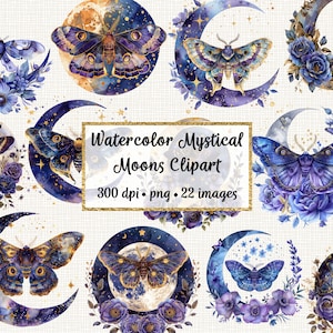 Aquarell mystisch himmlische Motten Clipart, Luna Motte Clip Art, kommerzielle Nutzung