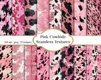 Pink Cowhide Textures, Printable Seamless Patterns, Commercial use