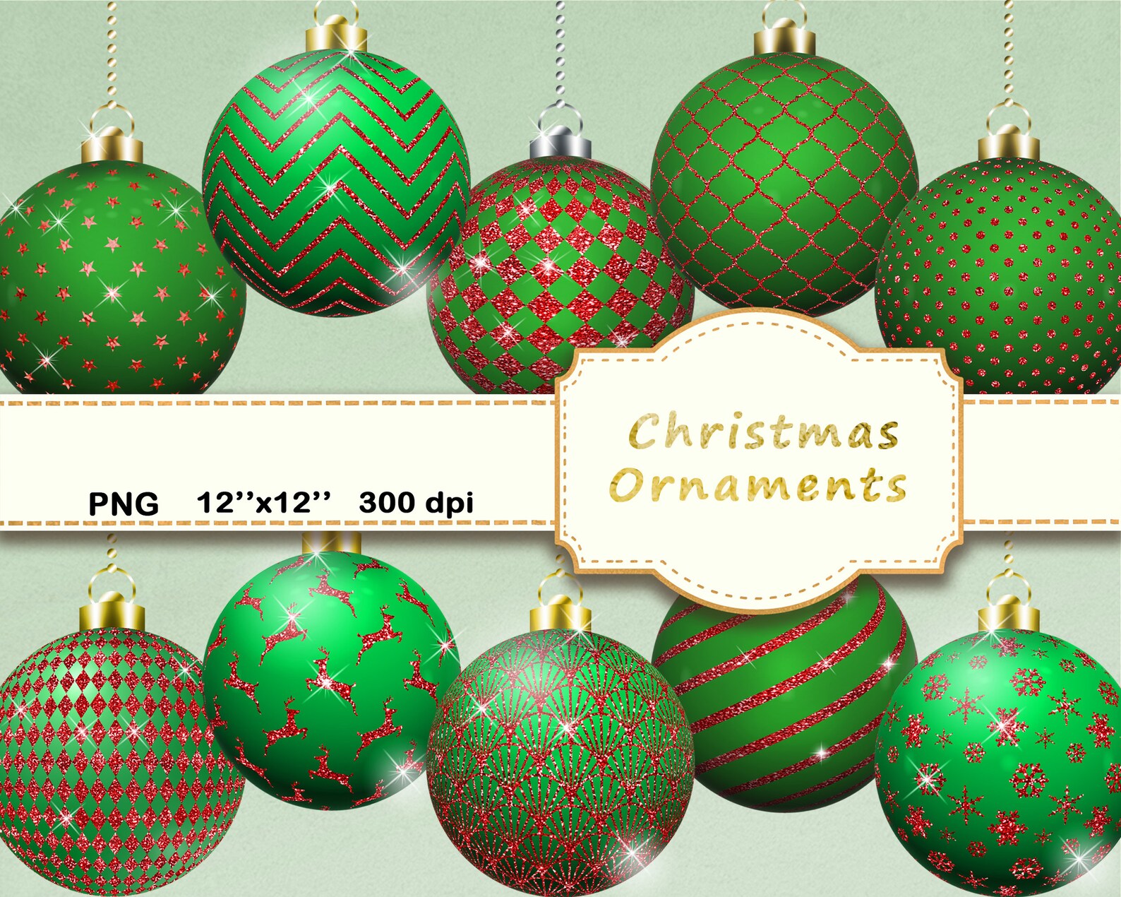 Red and Green Christmas Ornaments Etsy