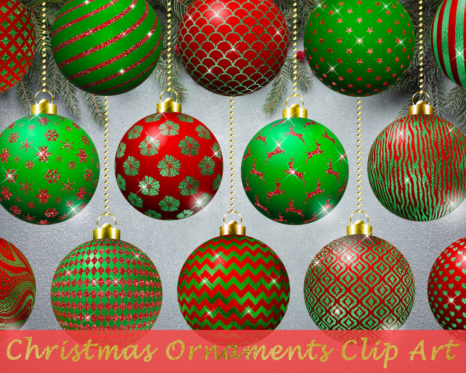Red and Green Christmas Ornaments Etsy