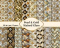Pearl and Gold Stained Glass Seamless Textures, Commercial use