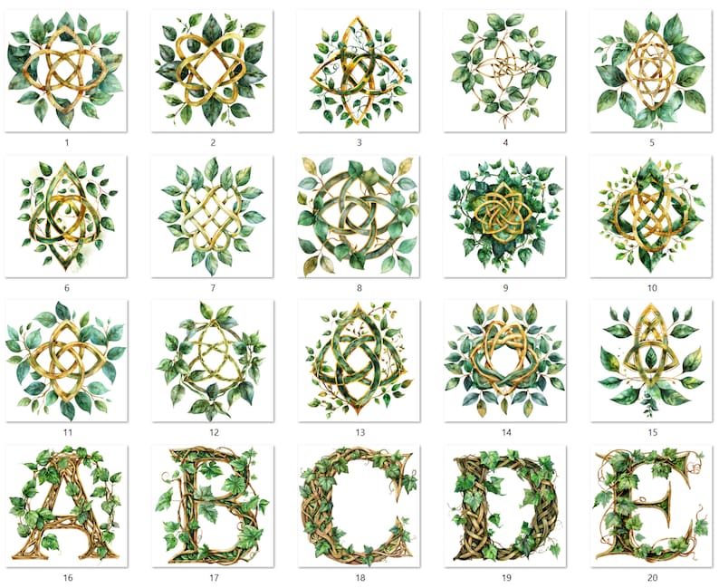 Watercolor Celtic Knots Letters Clipart, Celtic Alphabet Clip Art ...
