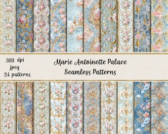 Watercolor Marie Antoinette Palace Wallpaper Seamless Patterns