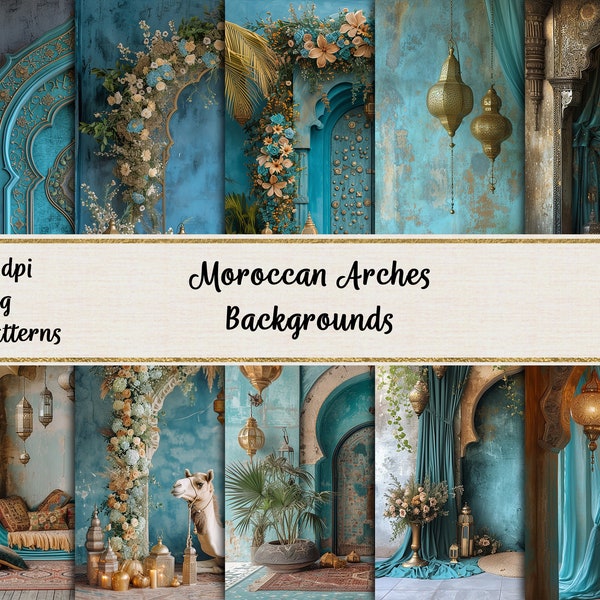 Turquoise and Gold Moroccan Arches Backdrops