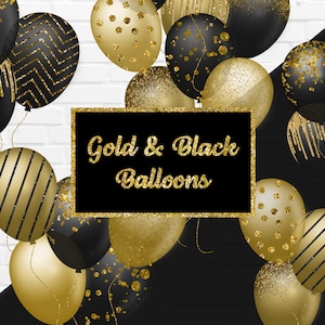 Zwart en goud ballonnen clipart