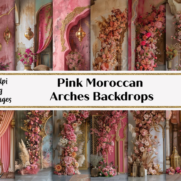 Pink and Gold Moroccan Arches Backdrops, Commercial use
