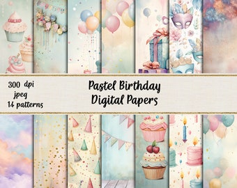 Pastel Birthday Party Digital Papers