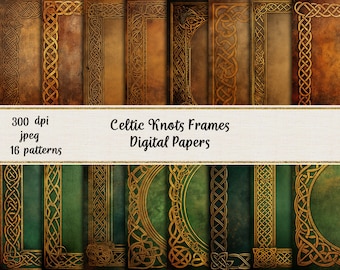 Gold Celtic Knots Frames Digital Papers