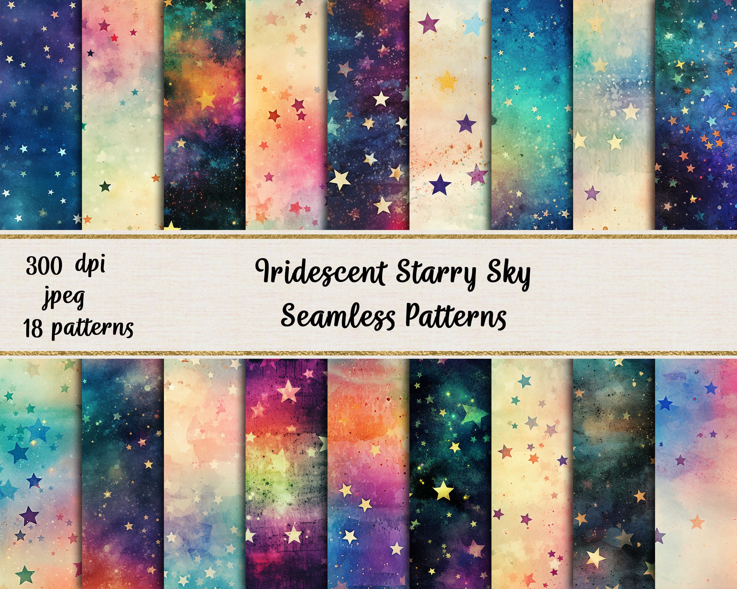 Iridescent Starry Sky Seamless Patterns - Etsy