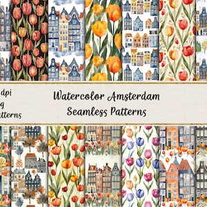 Modèles sans couture aquarelle Amsterdam