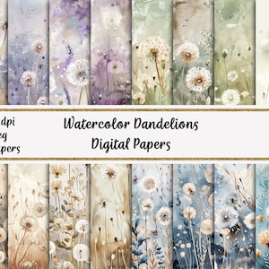 Aquarell Pusteblumen Feld, Scrapbook Papier, digitale Papiere, zum ausdrucken, kommerzielle Nutzung