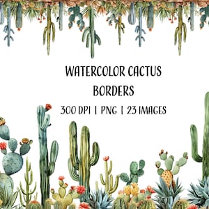 Clipart bordures aquarelle cactus