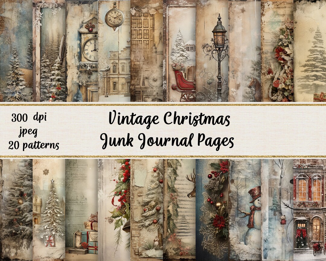 Vintage Christmas Junk Journal Pages: Printable Ephemera (digital ...