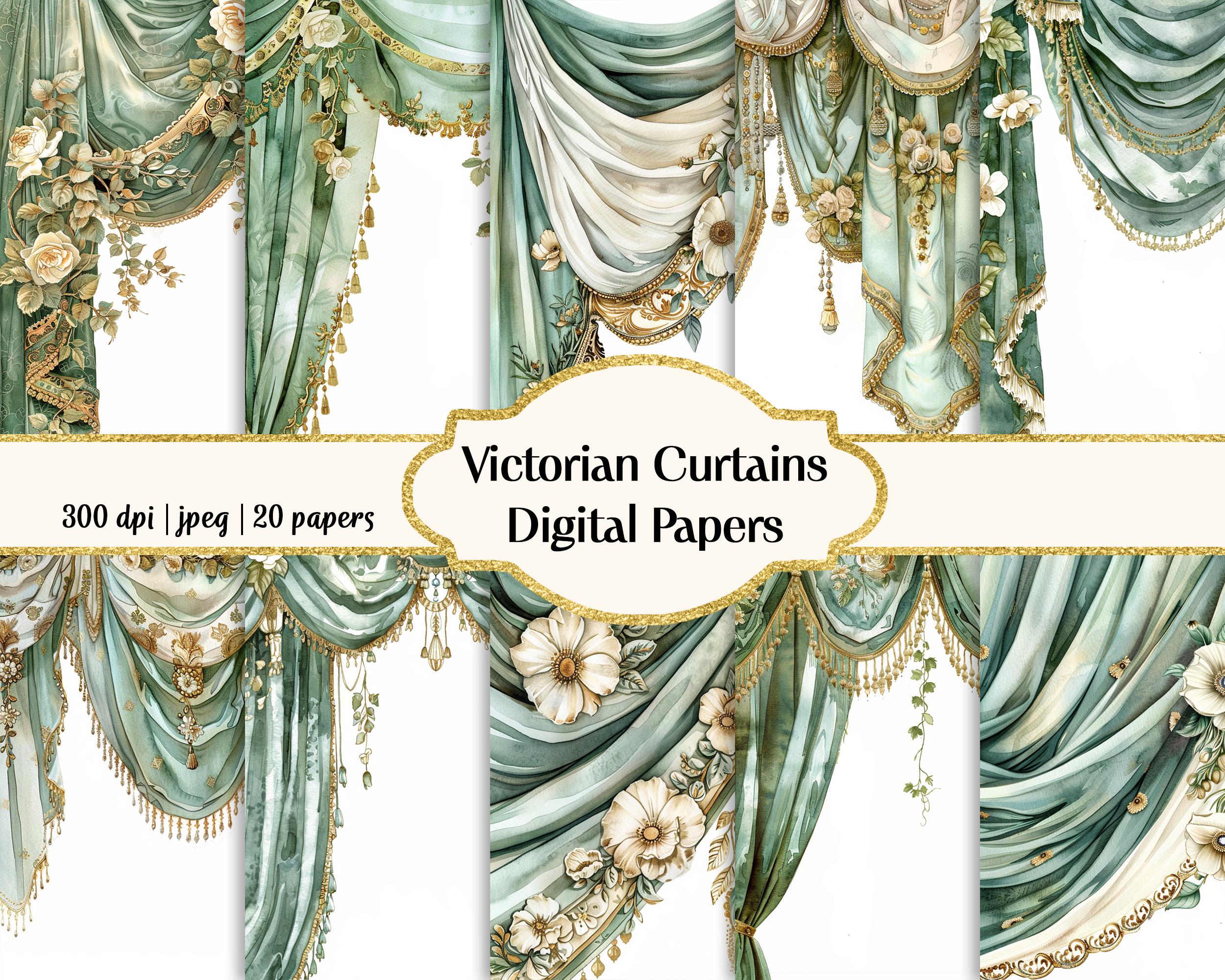 Victorian curtains - Etsy 日本