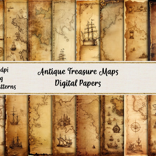 Antique Treasure Maps Digital Papers