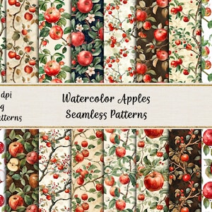 Modèles sans couture de pommes aquarelles