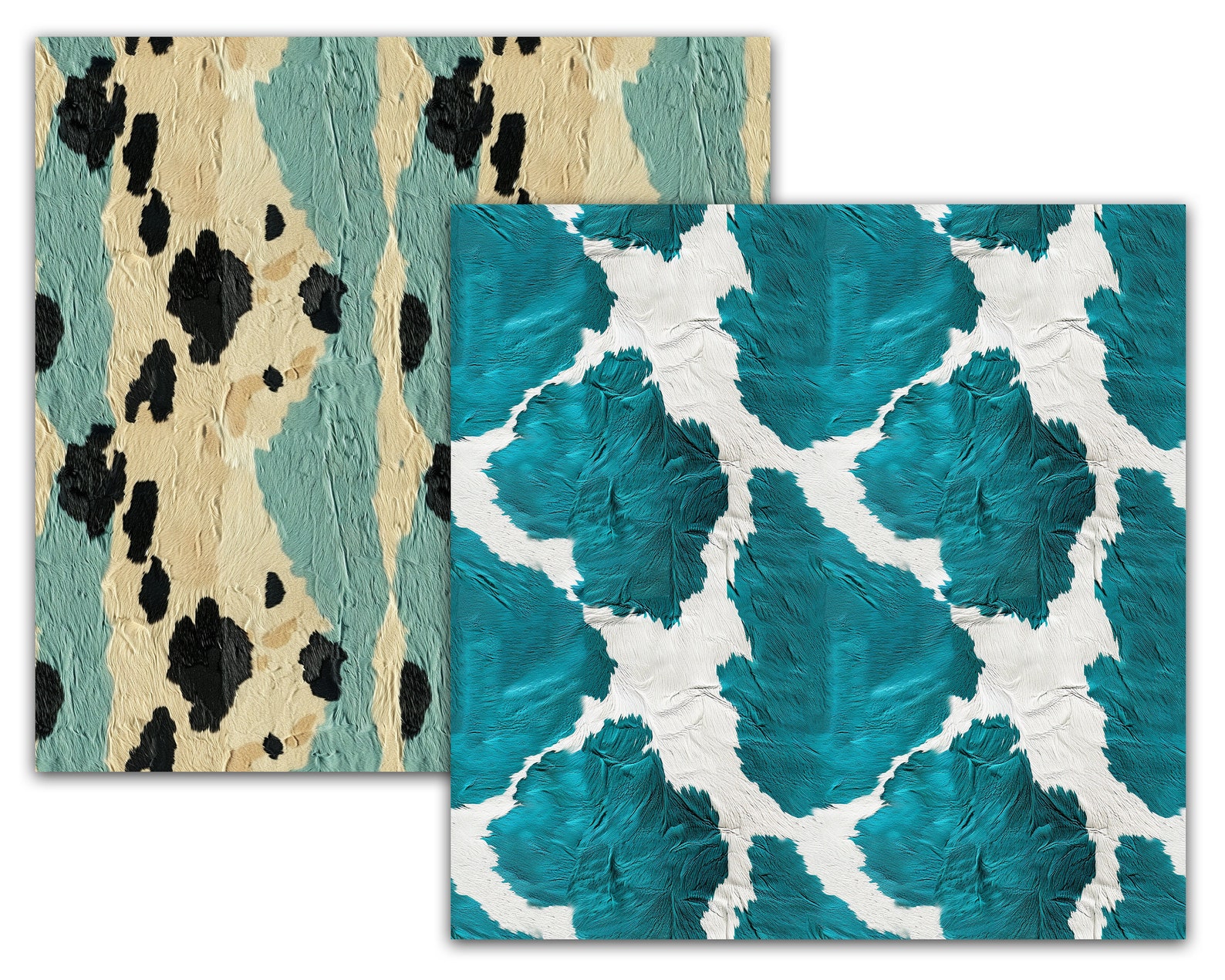 Turquoise Cowhide Textures, Printable Seamless Patterns, Commercial Use ...
