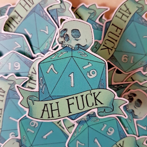 D20 Kritieke fout Succes Dobbelsteen Stickerset