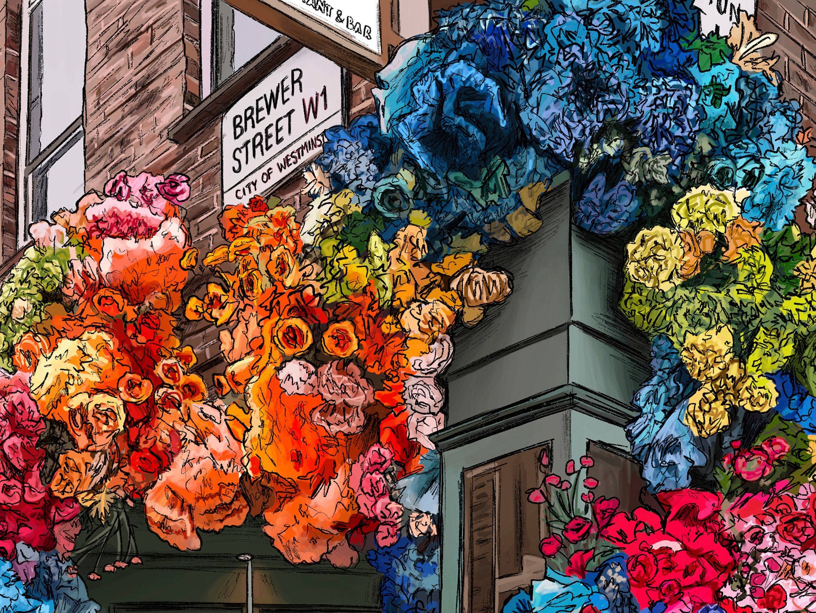 London Shop Front / London Art Print / Flower Facade / Wall Art