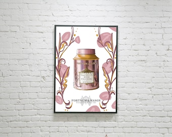 Fortnum & Mason Tea / Rose Gold Print / Illustration / Drink / Wall Art / Home Decor