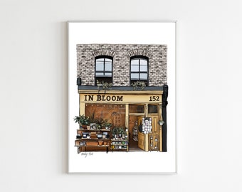 In Bloom Print | London Shop Front | Facade | Wall Art | Illustration | Art Print | Home Decor
