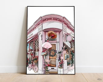 Peggy Porschen Print / London Shop Front / Illustration / Wall Art / Home Decor