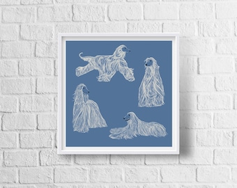 Afghan Hound Print | Dog Art | Wall Art | Illustration | Home Decor