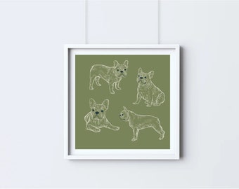French Bulldog Print | Frenchie | Dog Art | Wall Art | Illustration | Home Decor