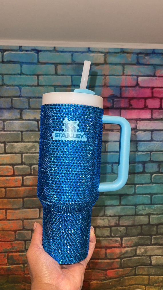 Pool Stanley 40 oz capri turquoise bling rhinestone tumbler will be  complete upon shipping - premium rhinestones tumbler - blue bling cup