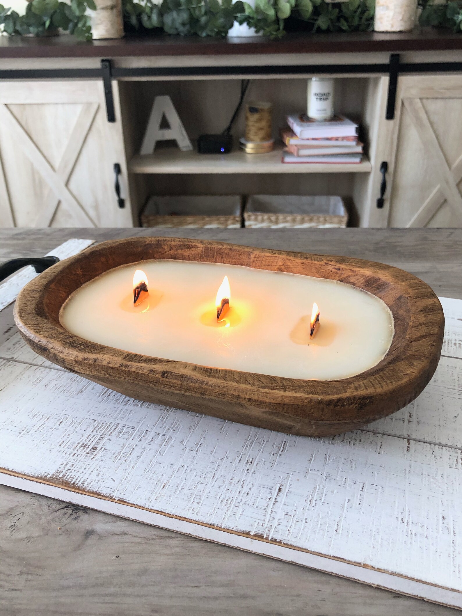 Dough Bowl Candle Soy Wax Candle Wooden Wick Candle Etsy