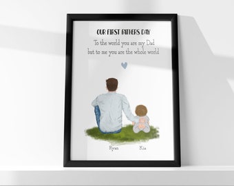 Our First Fathers Day - Father and Son - Father and Daughter - Personalised print