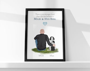 Personalised man and dog print Gifts for men Dog Dad Gift for Dog owner