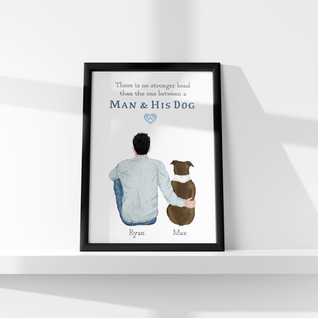 Personalised Man and Dog Print Gifts for Men Dog Dad Gift for Dog Owner