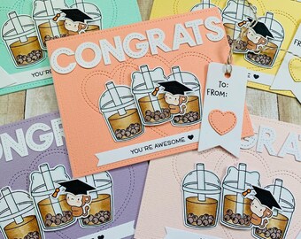 Congrats Boba card, Graduation card, congratulations card, handmade cards, boba card