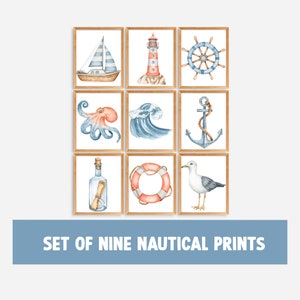 Nautical Prints Set of 9 Digital Prints