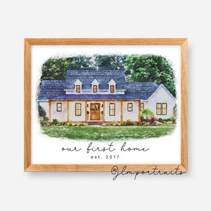 Custom Watercolor House Portrait - House Warming gift