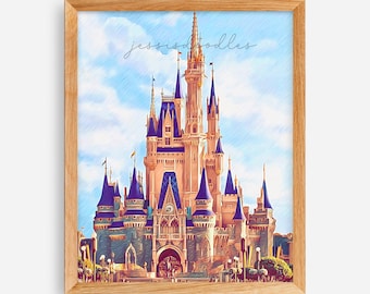 ディズニーワールド シンデレラ城 ディズニーアート イラスト 水彩画