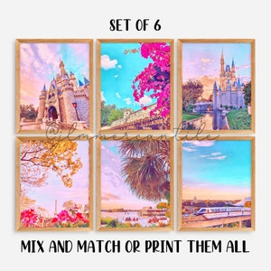 Set of 6 WDW Painted Prints - Digital download