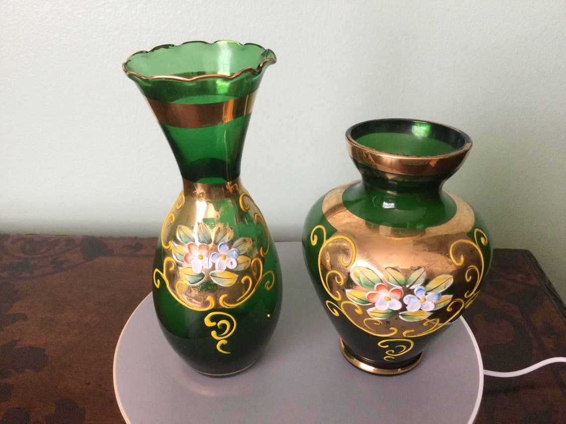 Vintage Art Glass Vases by NASCO Japan Great Gift Etsy