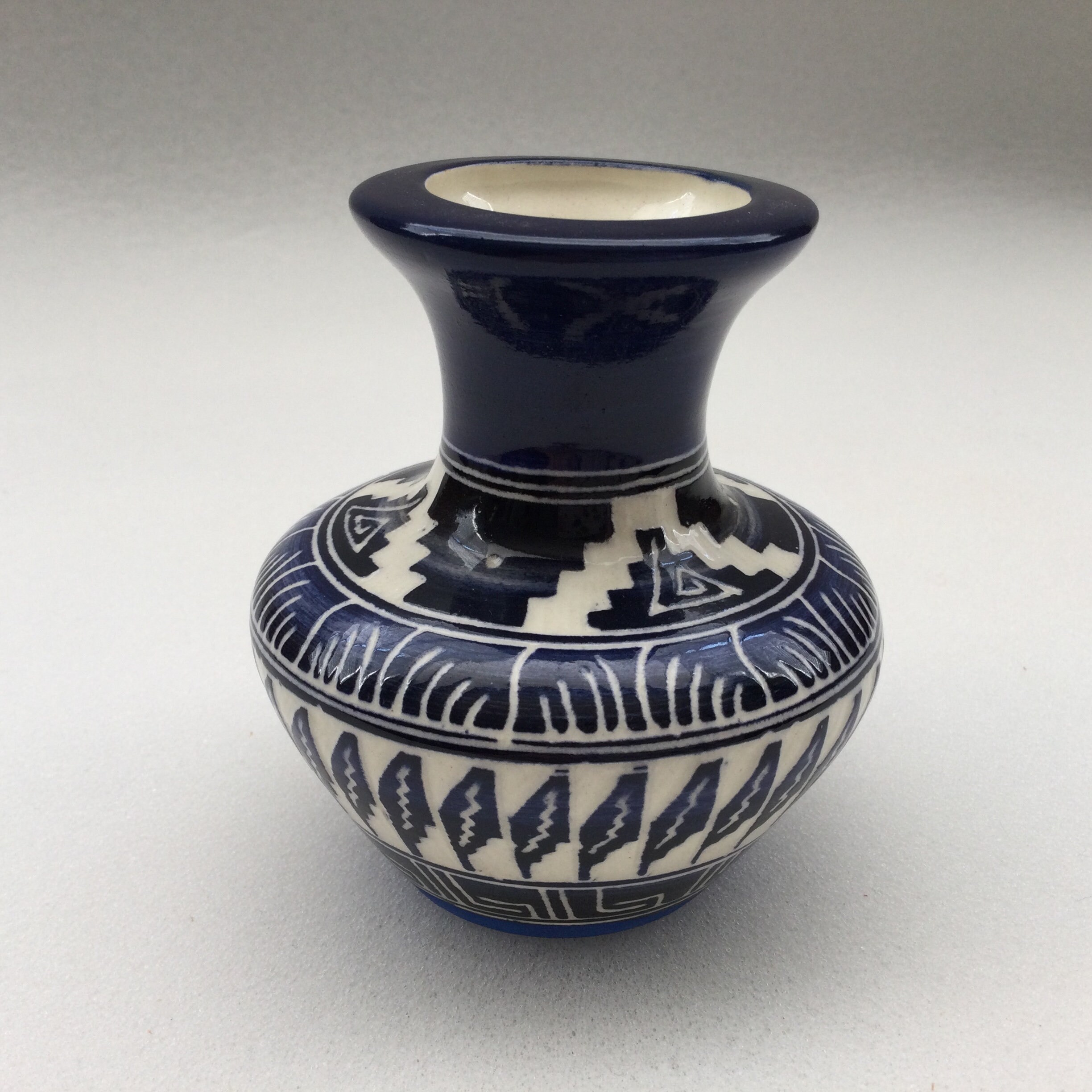 Native American Pottery Set of 3 Vase, Wedding Vase, Bowl Orange Black