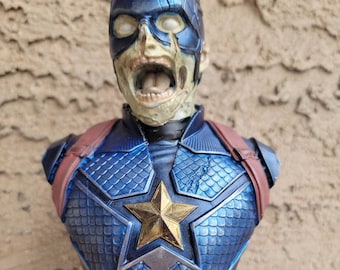 Zombie American Captain Inspired Bust