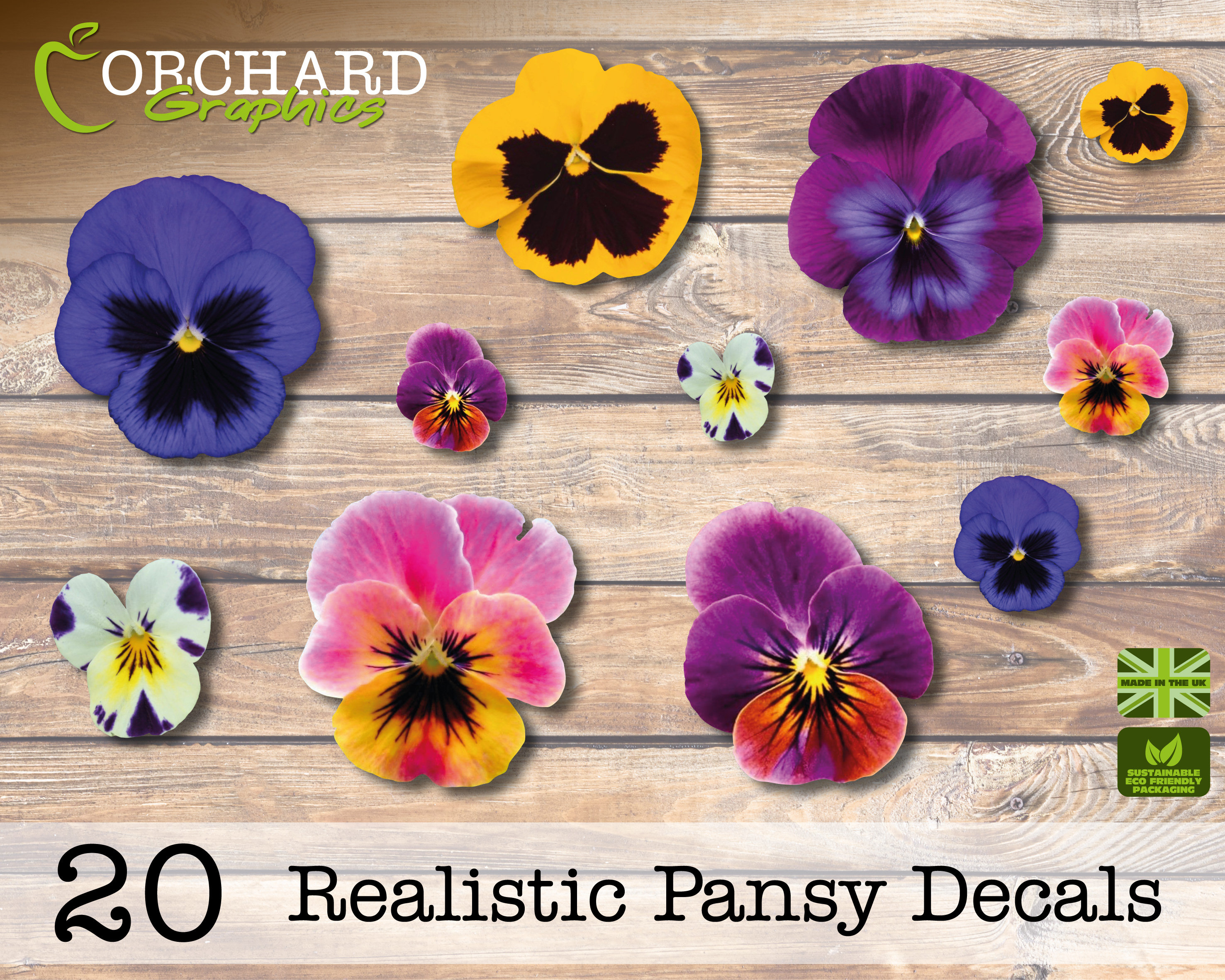 20 Pansy Pansies Flower Car Stickers Vinyl Decals Graphics Bedroom Wall Art Photo Realistic
