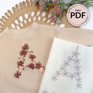 Florale Alphabet und Numerische Stickmuster (A-Z) und (0-9): Anfängerfreundlich (Digitaler Download)