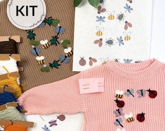 Bug Alphabet and Number Hand-Embroidery DIY Kit (A-Z) & (0-9)