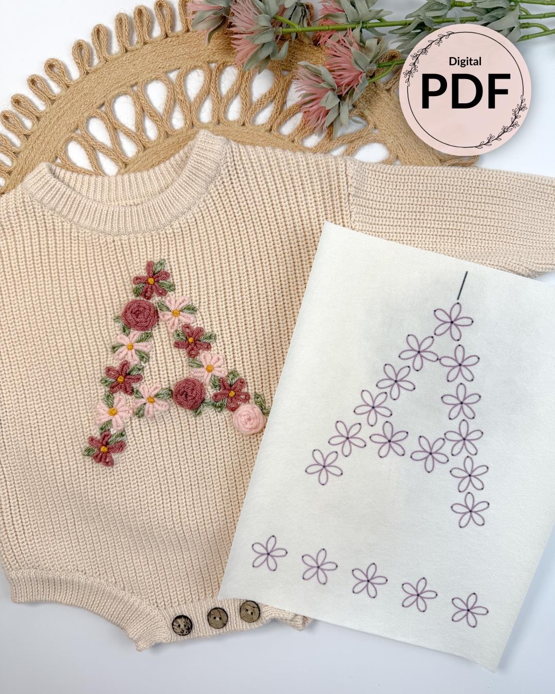 Embroided Numbers Floral Alphabet and Number Hand-embroider Patterns (digital Download ...