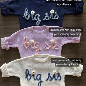 Personalized Hand-Embroidered Oversized Knit Sweaters / Baby, Toddler, or Kid Sweater / Baby Announcement for Big Brother or Big Sister image 4