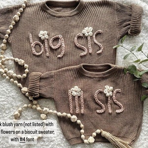 Personalized Hand-Embroidered Oversized Knit Sweaters / Baby, Toddler, or Kid Sweater / Baby Announcement for Big Brother or Big Sister image 5